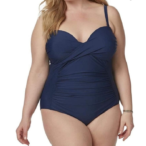 Tropical Escape Rouched One Piece Swimsuit Plus - Picture 1 of 10